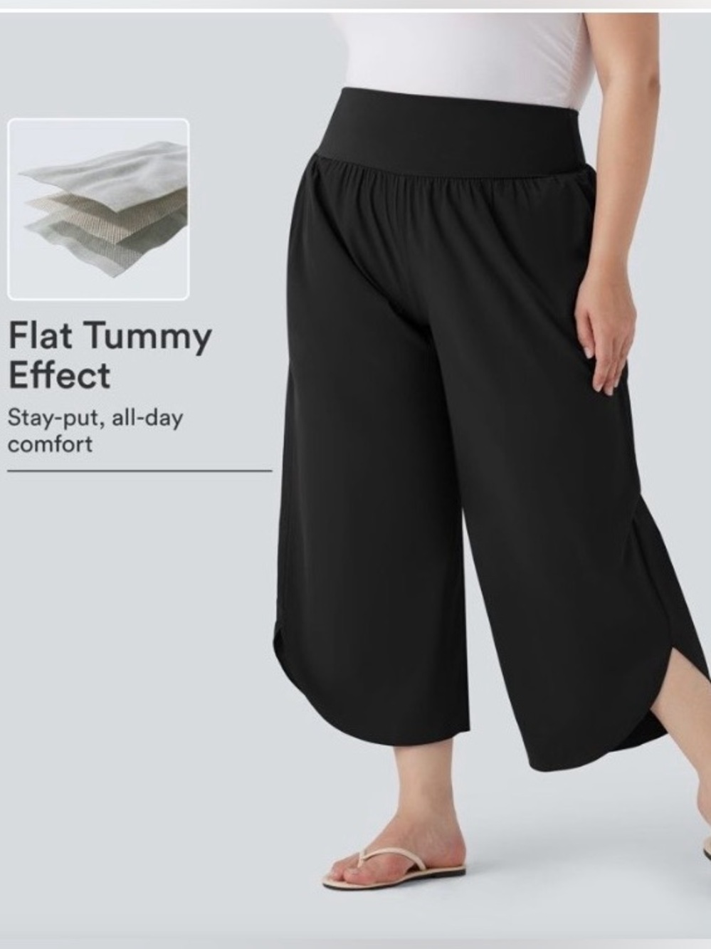 Plus Size Breezeful™ High Waisted Tummy Control Hem Quick Dry Pants with Pockets